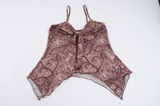 Damen luftiges und elegantes Spaghetti-Trägertop mit floralem Muster R&B