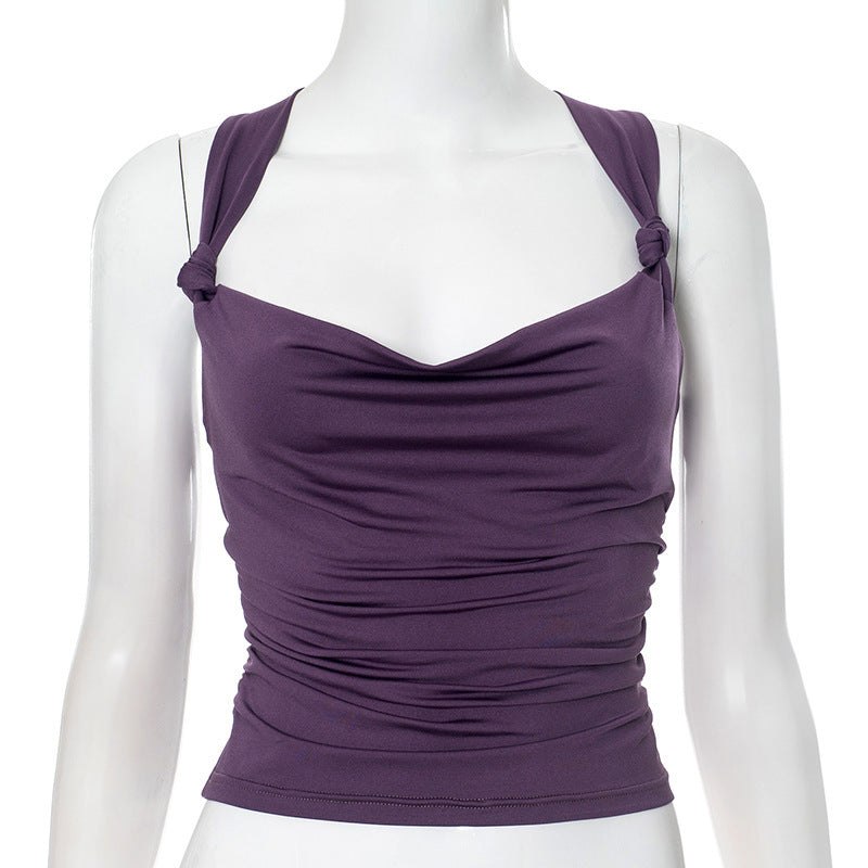 Damen modisches Top mit Knoten-Detail und Raffungen R&B