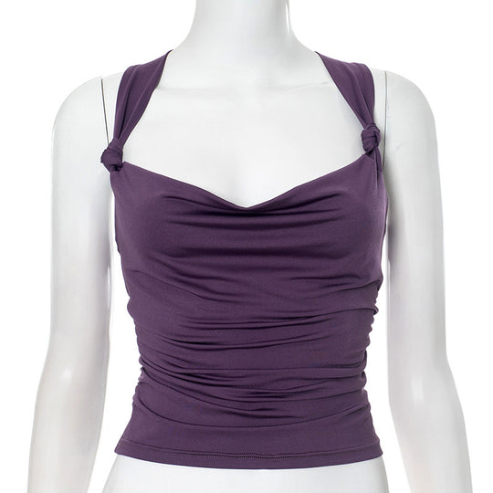 Damen modisches Top mit Knoten-Detail und Raffungen R&B
