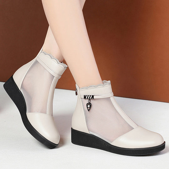 Damen Stiefeletten mit transparentem Mesh-Einsatz und modischem Schmuckdetail R&B