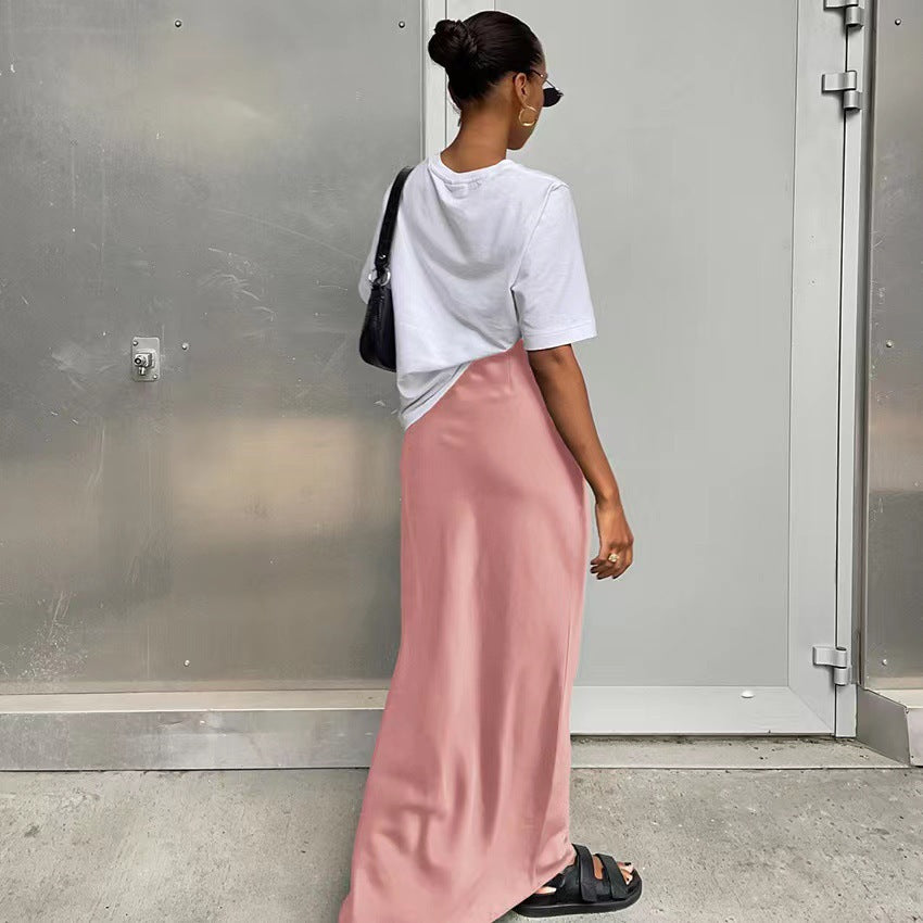 Damen elegantes Maxikleid mit asymmetrischem Schnitt und dekorativem Überwurf R&B