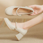 Damen Modische Mary-Jane High Heels mit eleganter Perlen-Details R&B