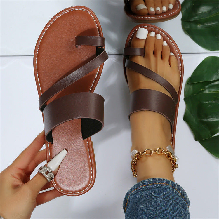 Damen Minimalistische Riemensandalen mit bequemer Sohle R&B