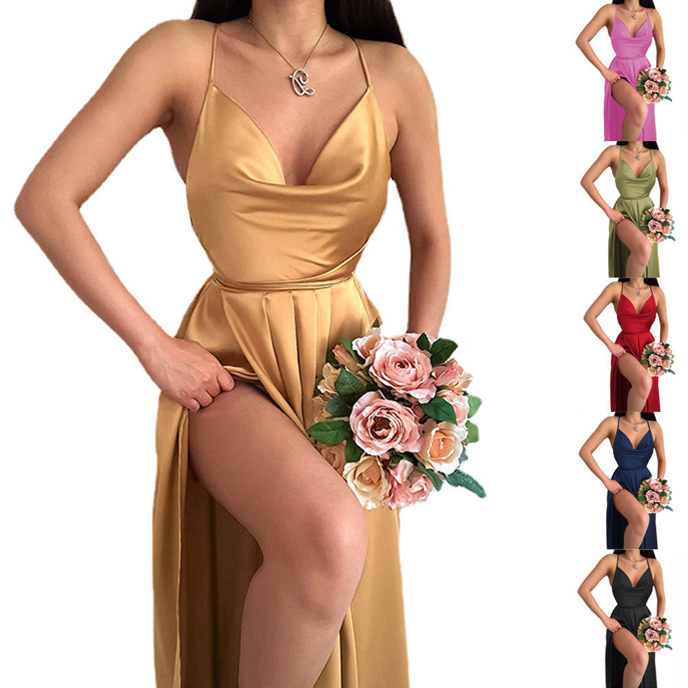 Damen Hochzeitskleid mit elegantem V-Ausschnitt und fließendem Rock R&B