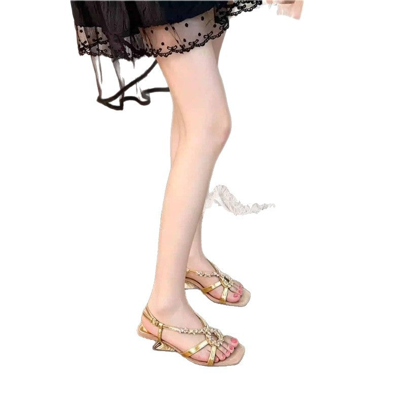 Damen glamouröse Zehentrenner-Sandalen mit funkelnden Strassdetails R&B