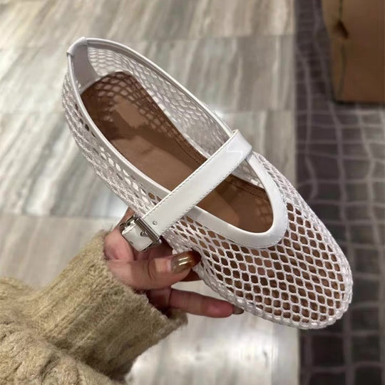 Damen Netz-Ballerinas mit elegantem Riemen und bequemer Sohle R&B