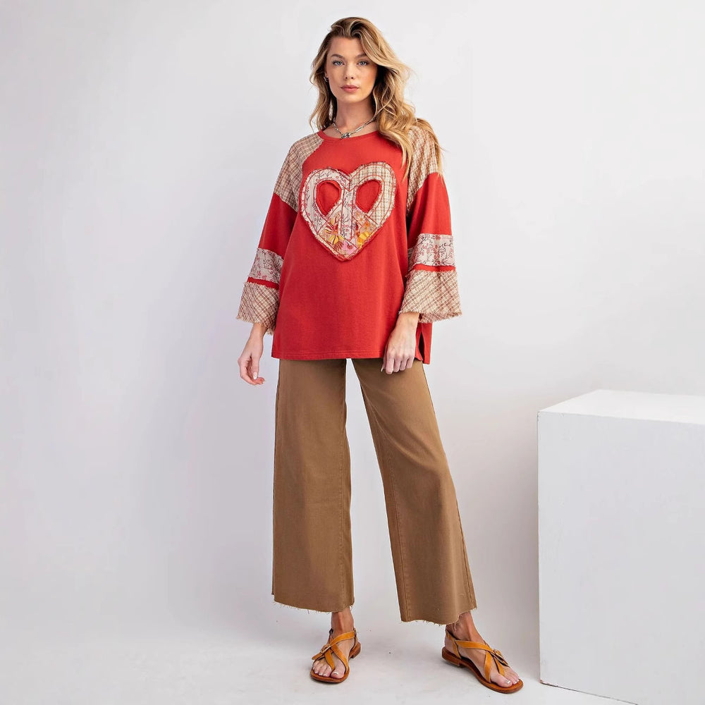 Damen kreatives Sweatshirt mit Patchwork-Design R&B