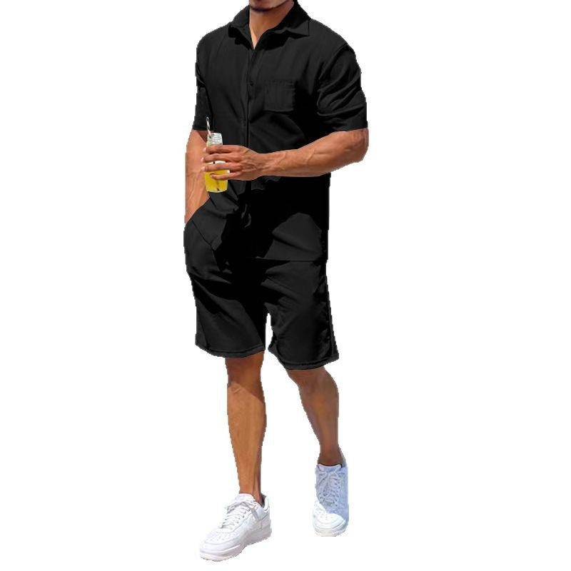 Herren lässiger Kurzoverall mit praktischen Taschen R&B