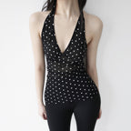 Damen Halterneck Top mit Polka Dots R&B