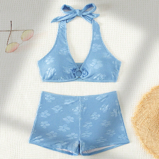 Damen Hoch tailliertes Bikini-Set mit elegantem Ring-Detail R&B