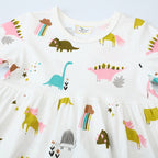 Mädchen Freizeitkleid mit verspielten Dinosaurier- und Einhorn-Motiven R&B