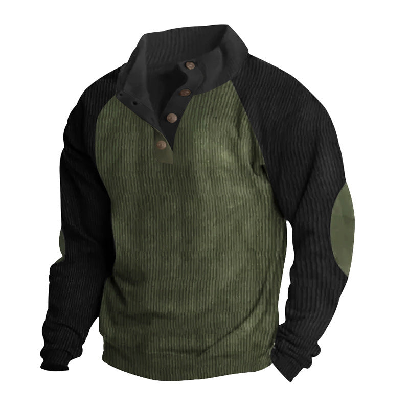 Herren strukturiertes Pullover-Shirt mit Knopfleiste details R&B