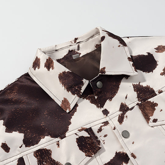 Damen angesagte Kunstlederjacke im angesagten Cow-Print R&B
