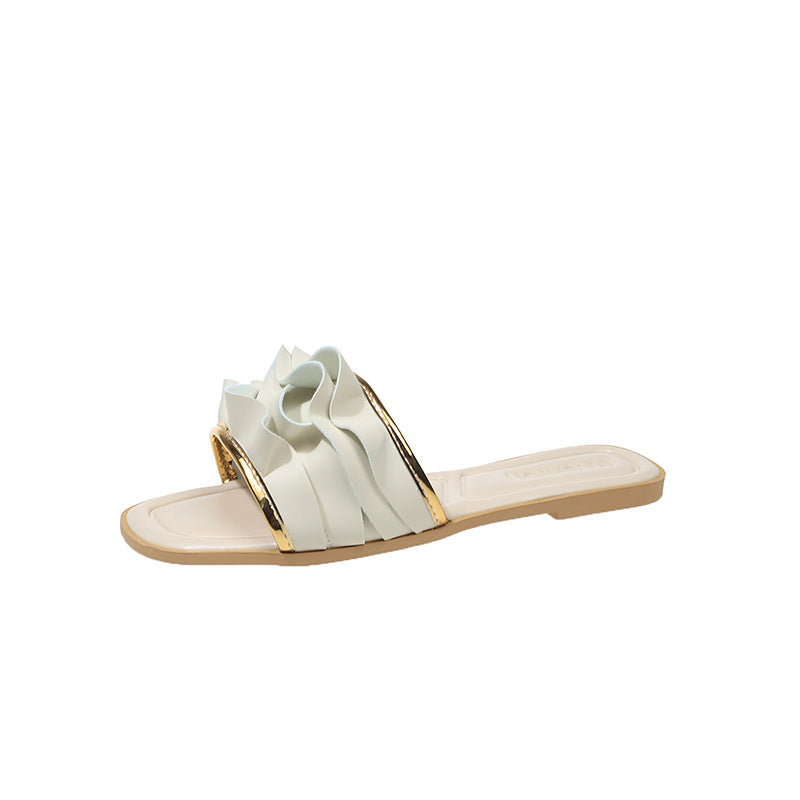 Damen elegante Riemensandalen mit dekorativem Rüschendetail R&B