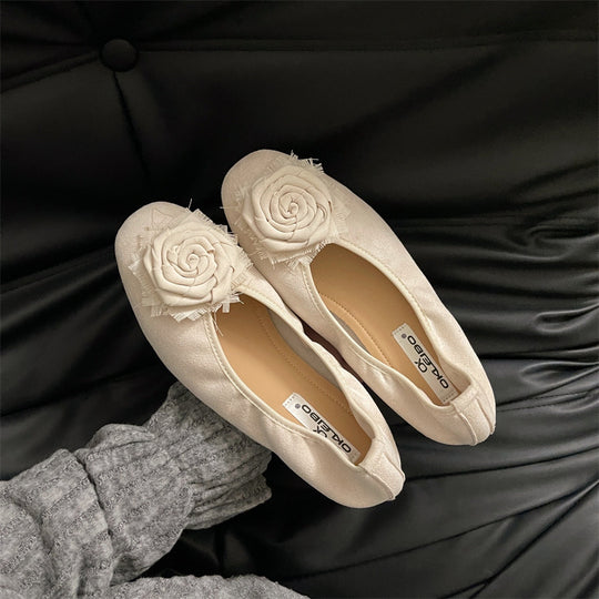 Damen Ballerinas mit zierlicher Blumenapplikation und weichem Veloursleder R&B