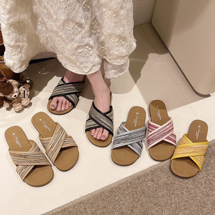 Damen modische Sandalen mit Pompons R&B