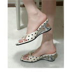 Damen elegante Slip-On Sandalen mit dekorativen Punkten