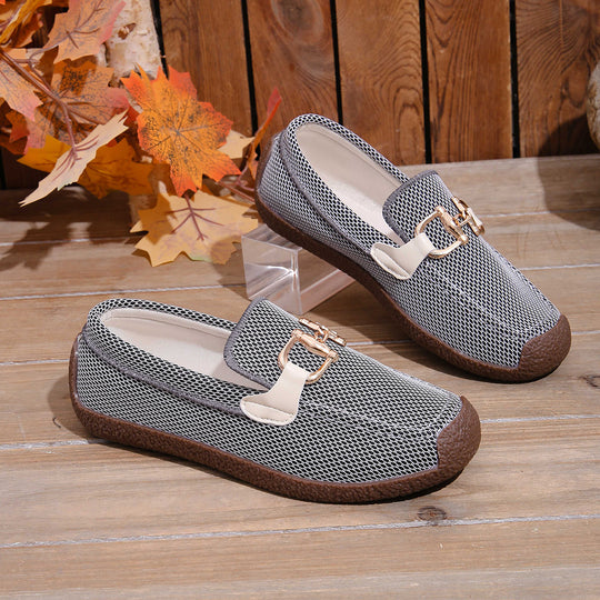Damen Bequeme Clog-Schuhe mit luftiger Mesh-Oberfläche und modischem Schnallen-Detail R&B