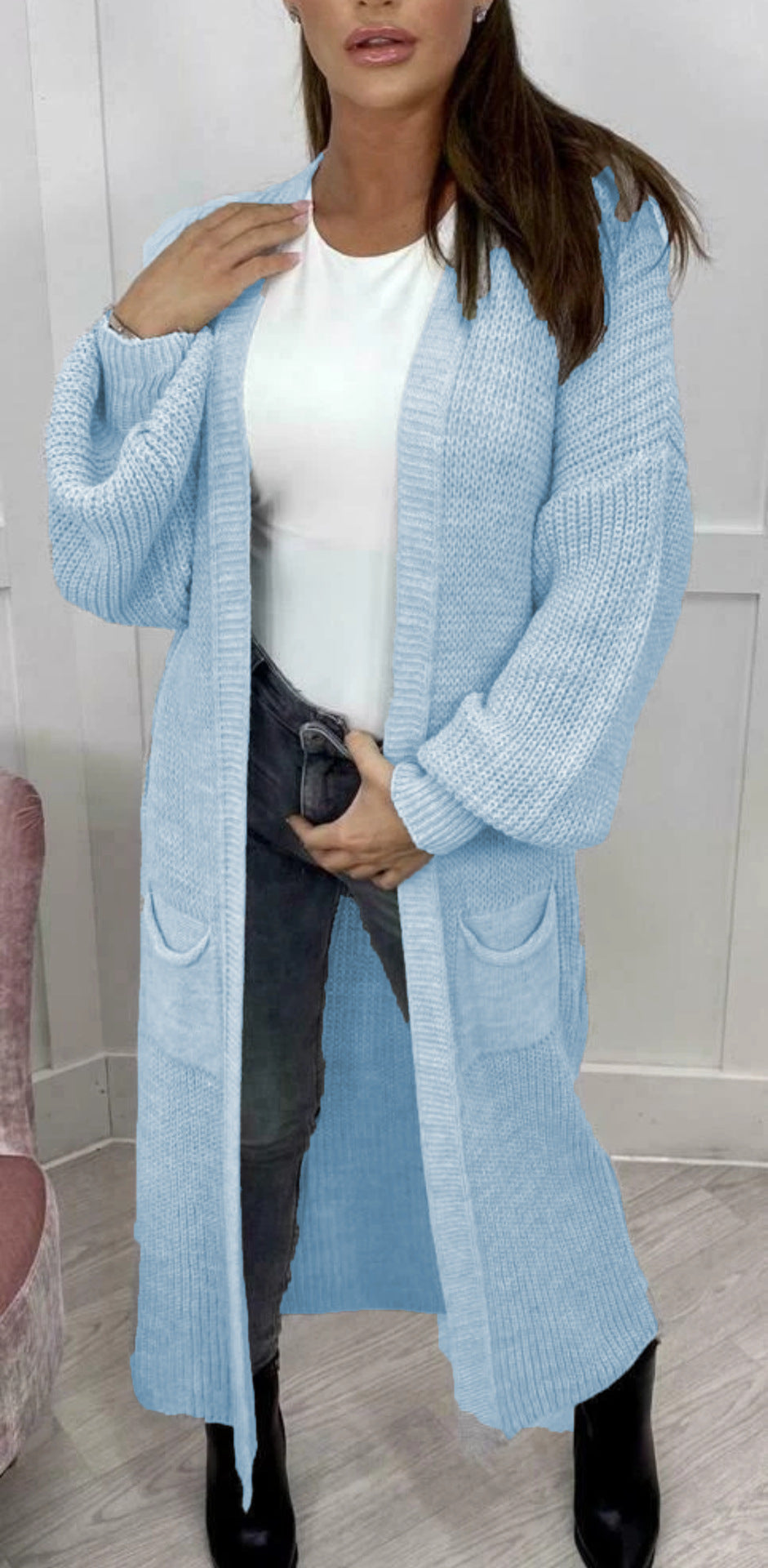 Damen Strickmantel mit tiefen Taschen und modernen Details R&B