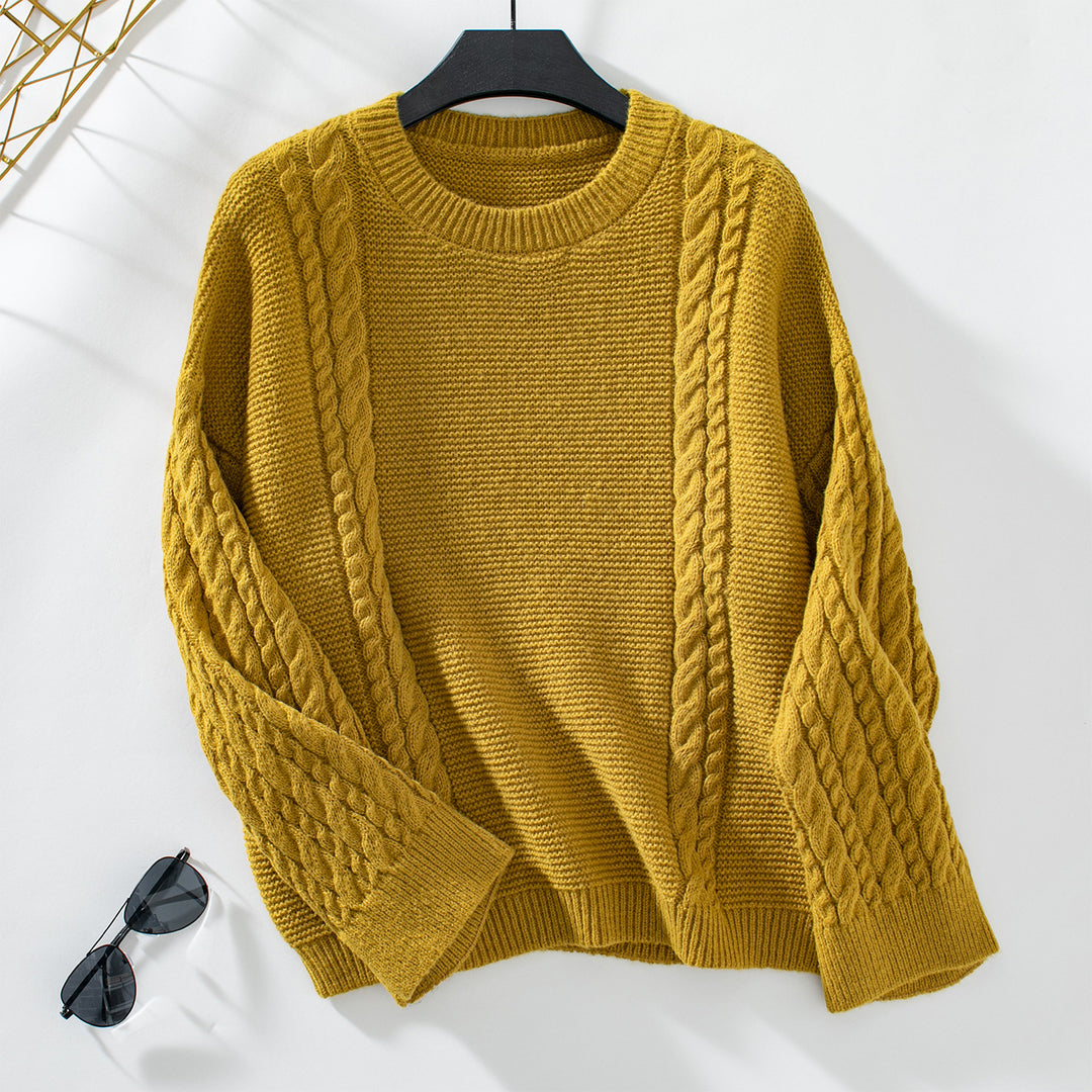 Damen Strickpullover mit strukturiertem Zopfmuster R&B