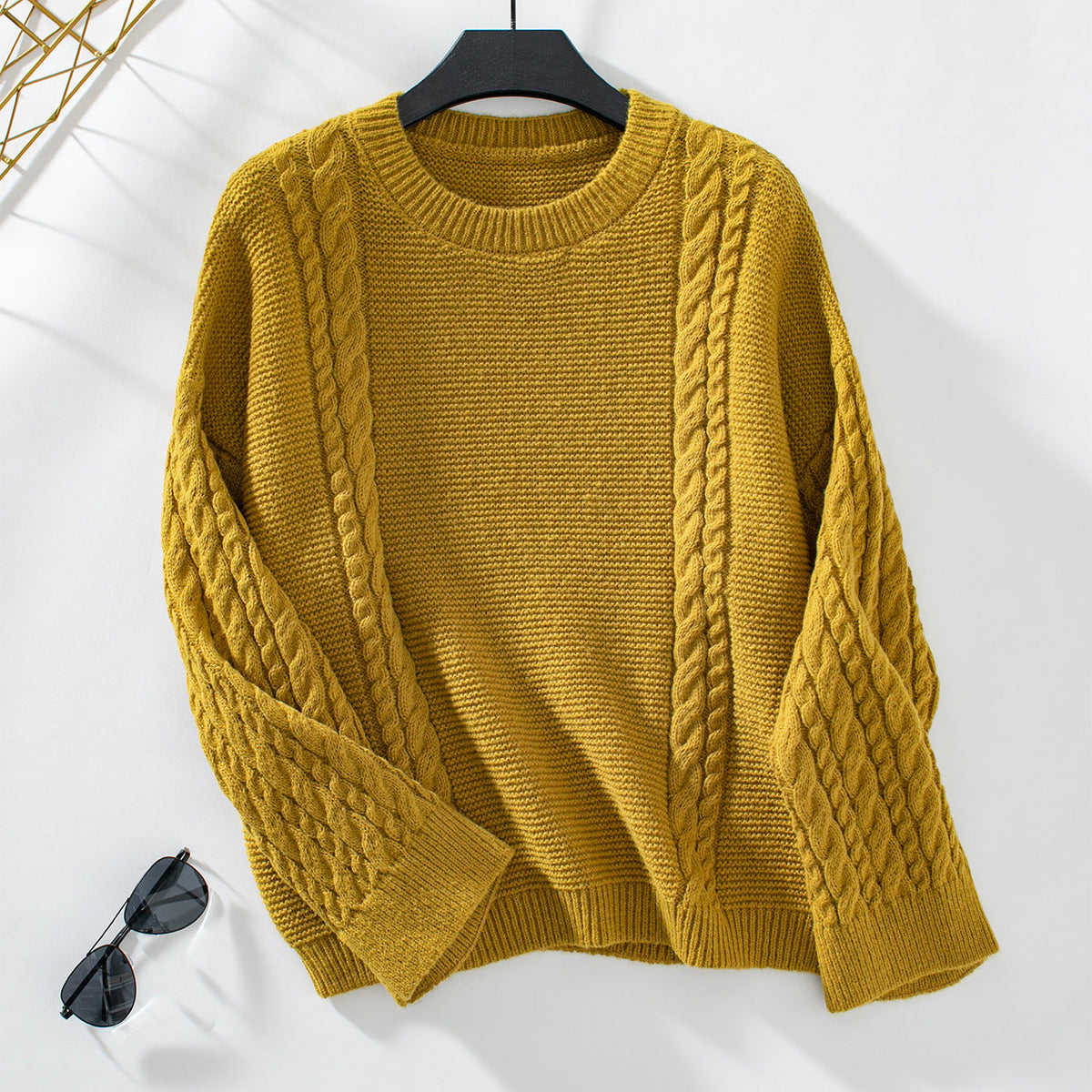 Damen Strickpullover mit strukturiertem Zopfmuster