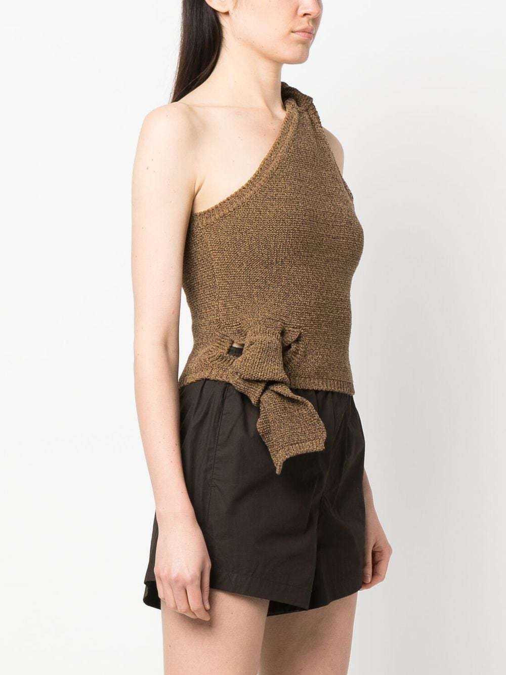 Damen asymmetrisches Strickoberteil mit dekorativem Knoten R&B