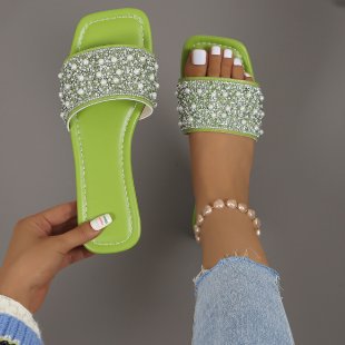 Damen Glitzernde Slipper mit funkelnden Strass-Applikationen R&B