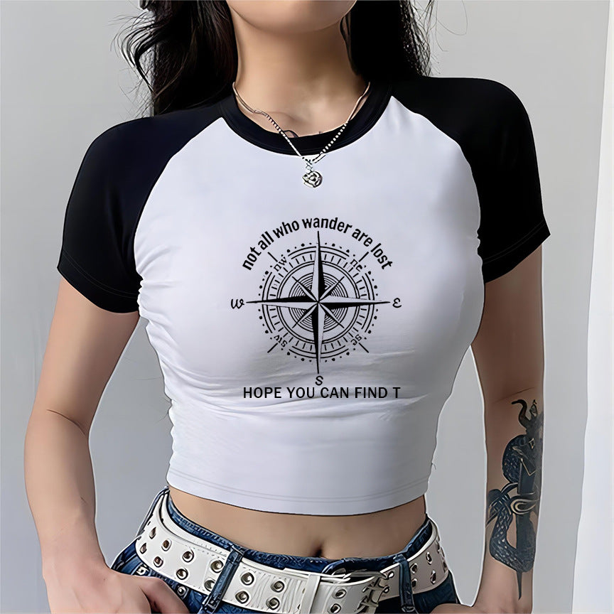 Damen Crop-Top mit motivierendem Schriftzug und lässigem Schnitt R&B