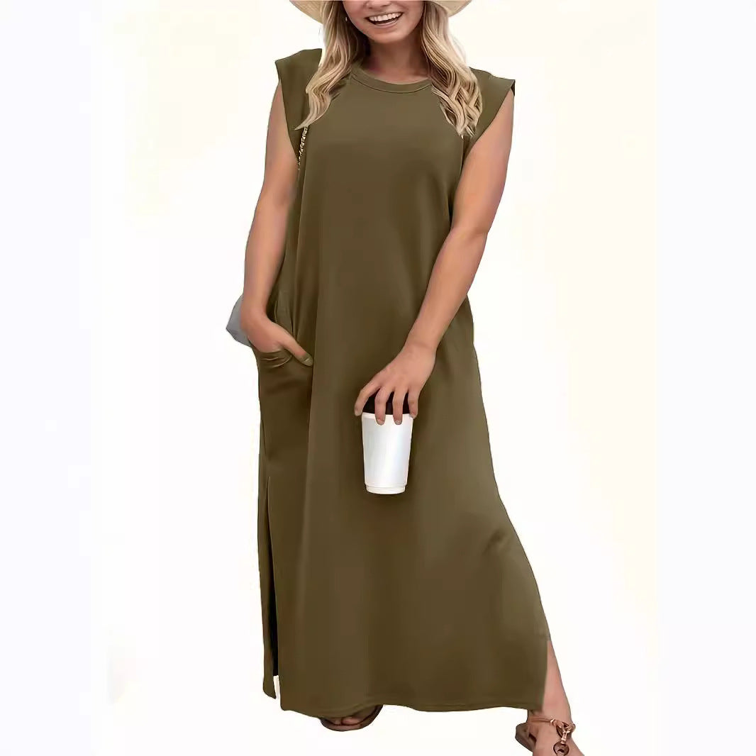 Damen Maxikleid mit schlichten Linien und modernen Schulterdetails R&B