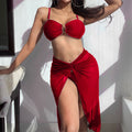 Damen Bikini-Set mit hoch geschnittenem Slip und verstellbarem Wickeltuch R&B