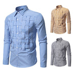 Herren elegantes Hemd mit strukturiertem Streifenmuster R&B