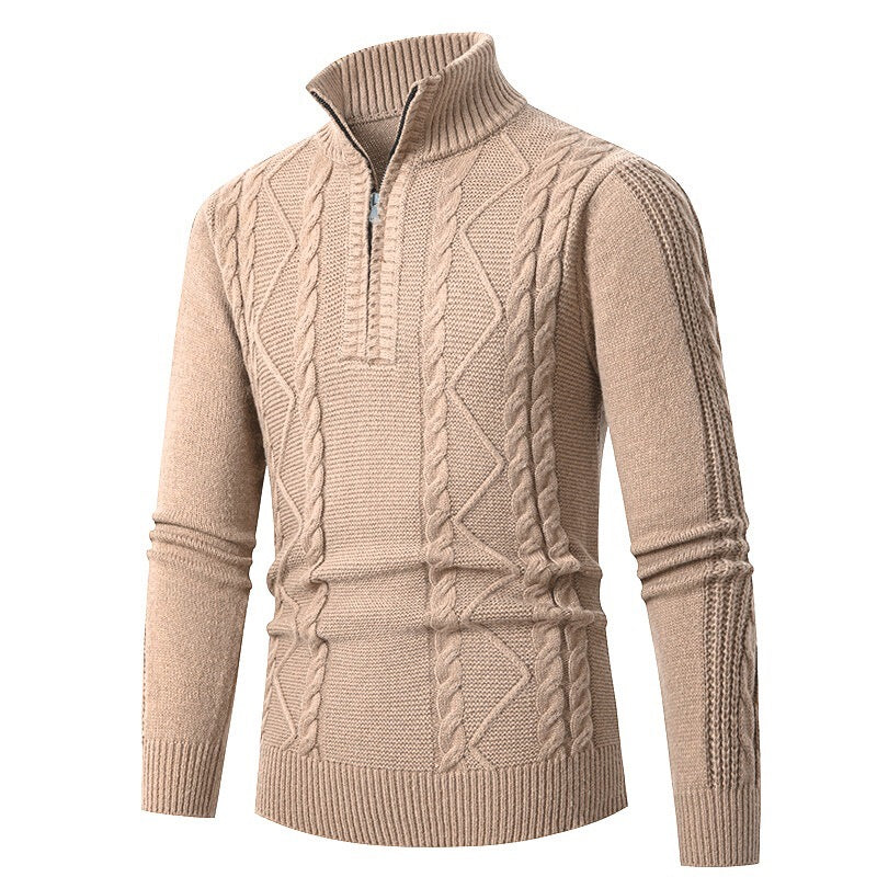 Herren Strickpullover mit hohem Kragen und Reißverschluss