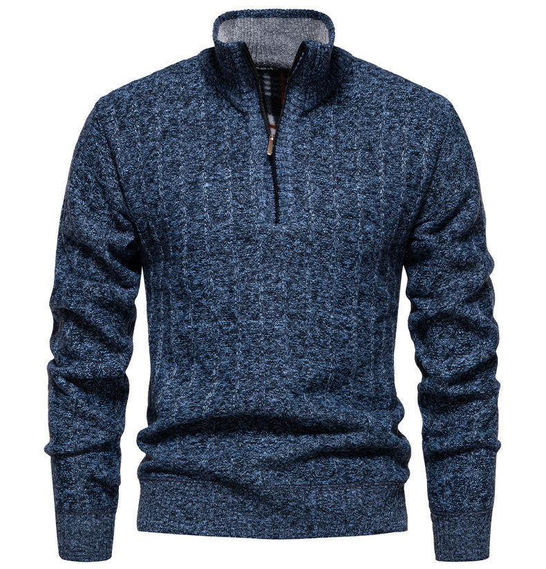 Herren Pullover mit Stehkragen und Zipper R&B