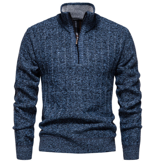 Herren Pullover mit Stehkragen und Zipper R&B