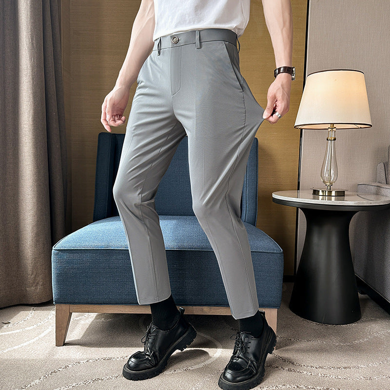 Herren elegante Slim-Fit Hose mit hohem Bund und praktischen Taschen R&B