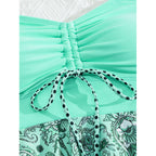 Damen Tankini mit floralem Rock und gepolstertem Oberteil
