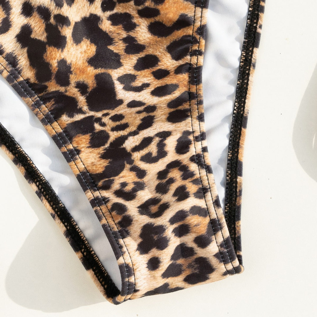 Damen asymmetrischer Bandeau-Bikini mit Goldakzenten R&B