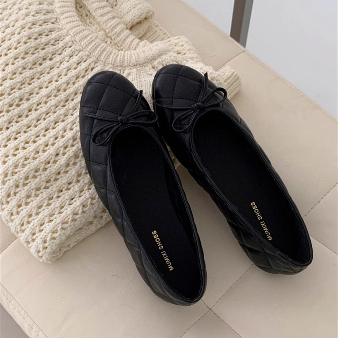 Damen Elegante Ballerinas mit quiltierter Oberfläche und dekorativem Schleifen-Detail R&B