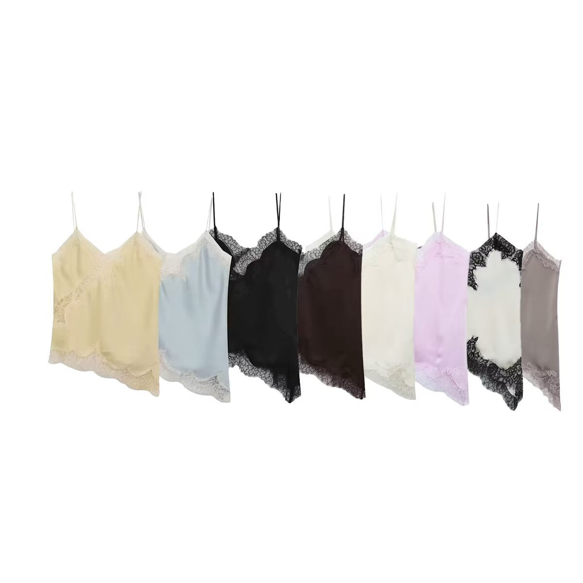Damen-Spitzen-Camisole mit asymmetrischem Schnitt und eleganten Punkten R&B