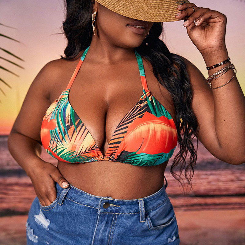 Damen Triangel-Bikini mit buntem Blumenmuster