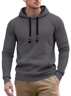 Herren nan schmal geschnittener Stepp-Kapuzenpullover mit feiner Quadratstruktur, Kordelzug und geripptem Saum R&B