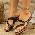 Damen lässige Zehentrenner-Sandalen mit gekreuzten Riemen und komfortablem Fußbett R&B