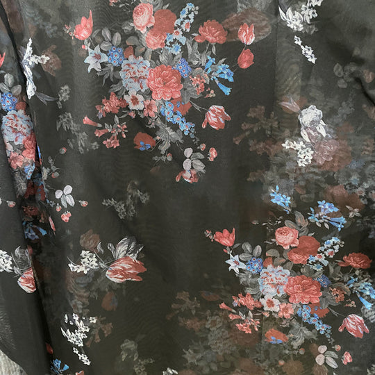 Herren Langarmshirt mit floralem Muster und transparentem Stoff R&B