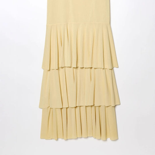 Damen Maxikleid mit voluminösen Rüschendetails und verstellbaren Spaghetti-Trägern R&B