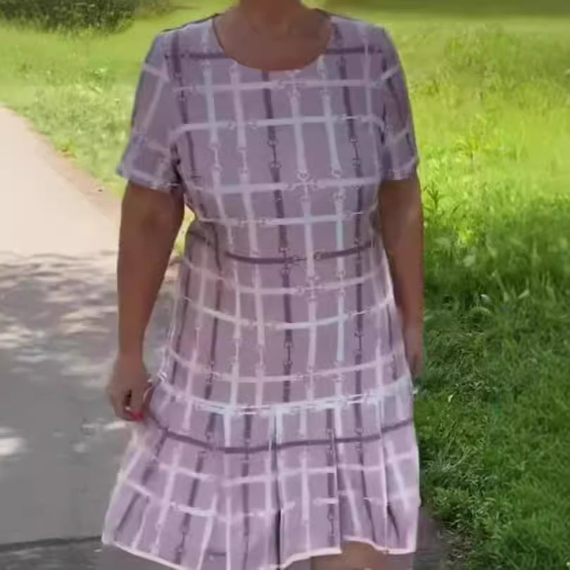 Damen Freizeitkleid mit verspieltem Karomuster und Rüschendetails