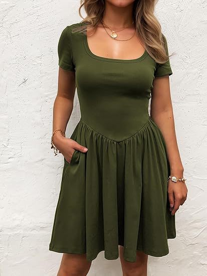 Damen Kurzarm Kleid R&B