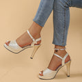 Damen Absatzsandalen mit glamourösem Glitzerriemen und elegantem Blockabsatz R&B