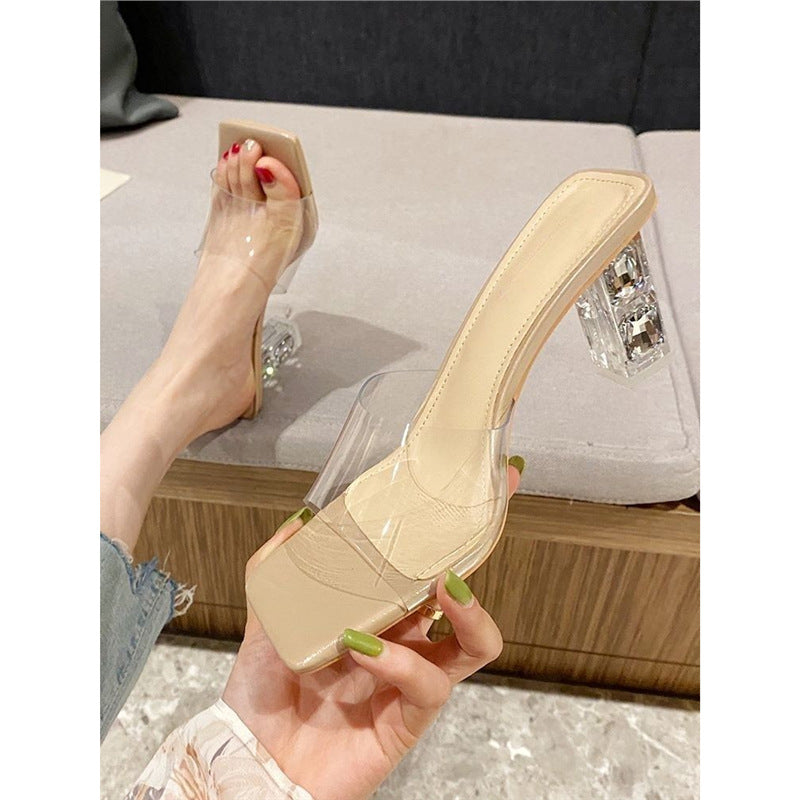 Damen transparente High Heel Mules mit geschmackvollem Design R&B