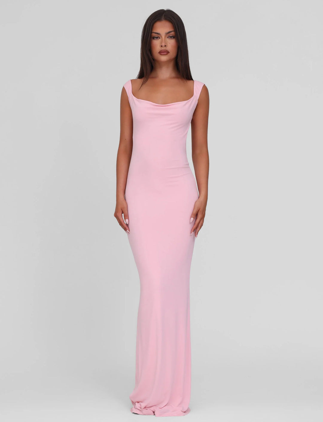 Damen nan körperbetontes Abendkleid mit quadratischem Ausschnitt und breiten Trägern R&B