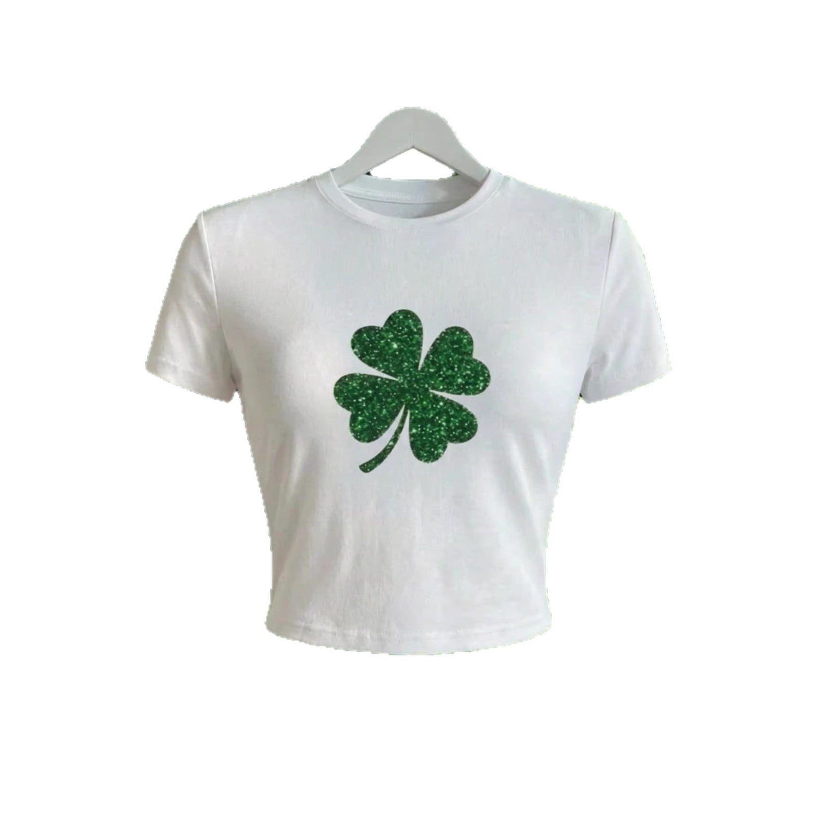 Damen Crop-Top mit Glitzerndem KleR&Blatt-Motiv R&B